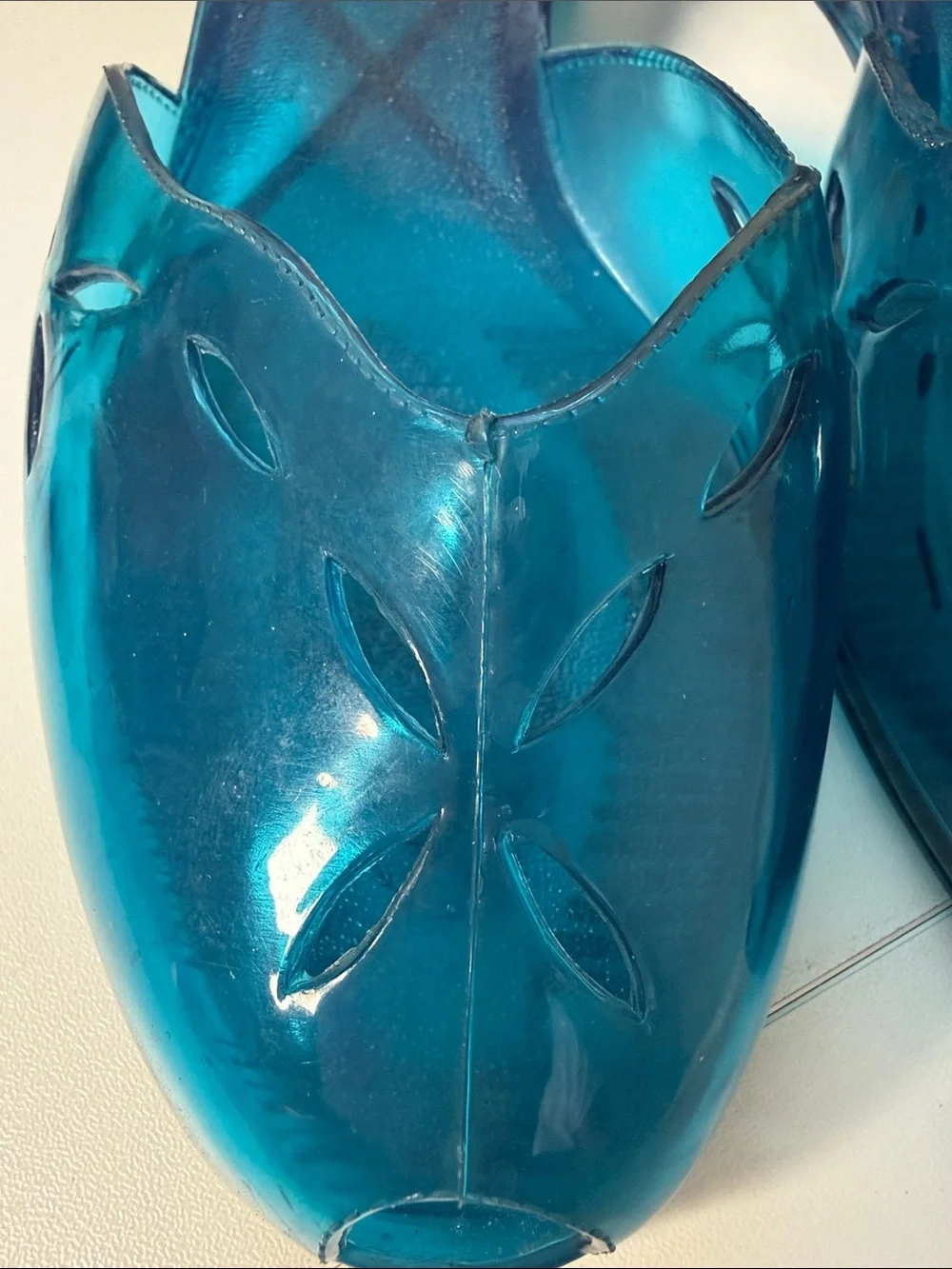 Teal Blue Jelly Ankle-Strap Sandals